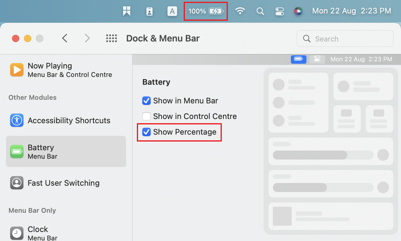 Show Battery Percentage